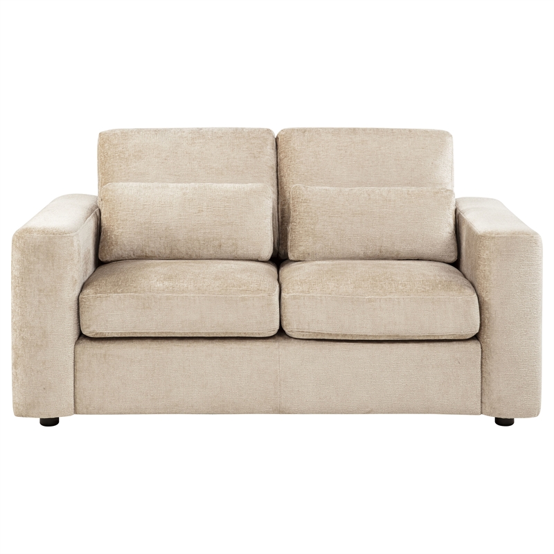 Coaster Amador Chenille Upholstered Track Arm Loveseat in Camel