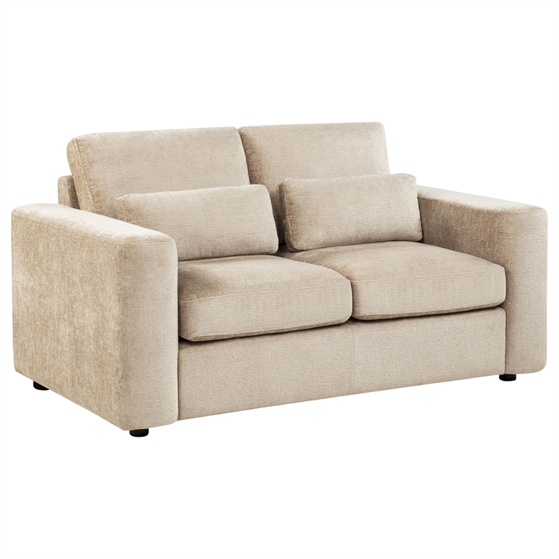 Coaster Amador 2-piece Chenille Upholstered Track Arm Sofa Set in Camel