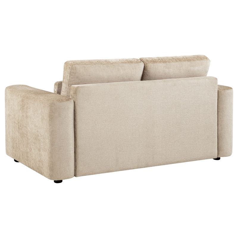 Coaster Amador 2-piece Chenille Upholstered Track Arm Sofa Set in Camel