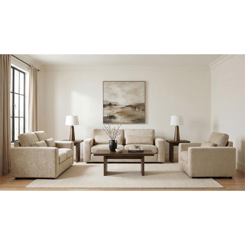 Coaster Amador 3-piece Chenille Upholstered Track Arm Sofa Set in Camel