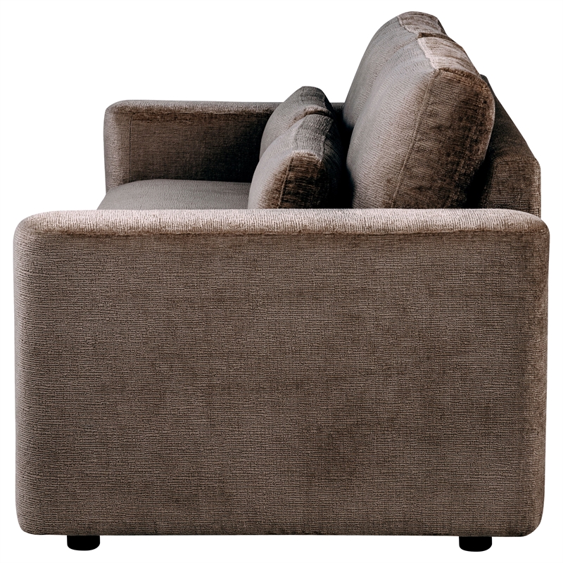 Coaster Amador Chenille Upholstered Track Arm Sofa in Chocolate