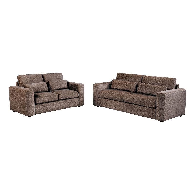Coaster Amador 2-piece Chenille Upholstered Track Arm Sofa Set in Chocolate