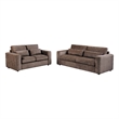 Coaster Amador 2-piece Chenille Upholstered Track Arm Sofa Set in Chocolate