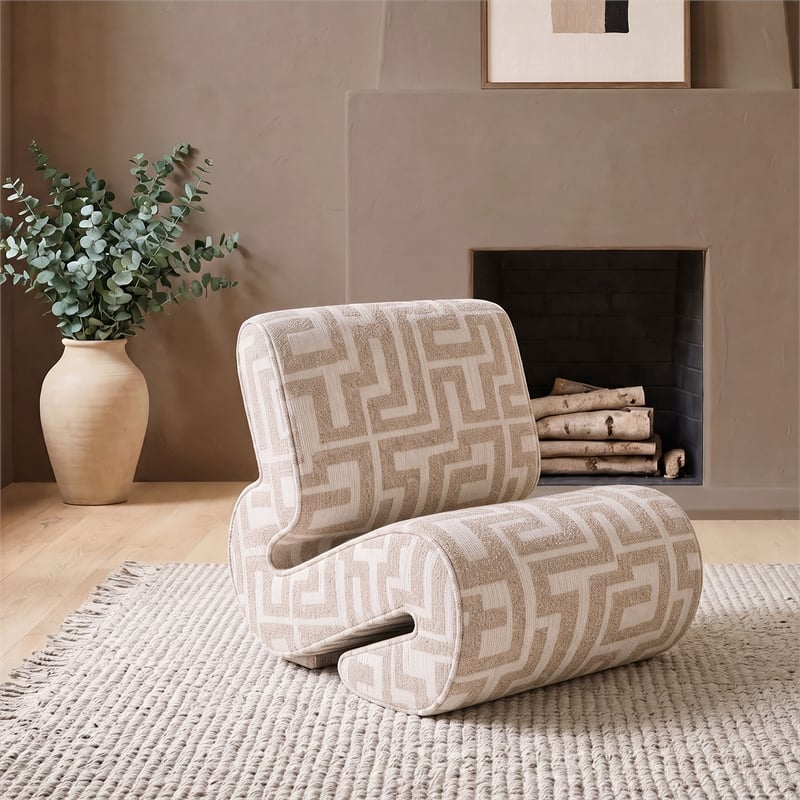 Coaster Eimer Contemporary Geometric Fabric Jacquard Accent Chair in Camel