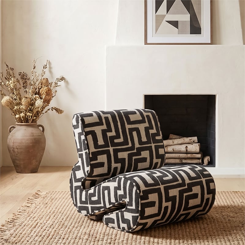 Coaster Eimer Contemporary Geometric  Fabric Jacquard Accent Chair in Black