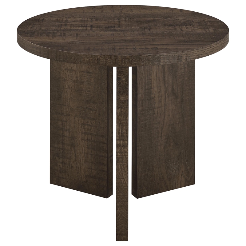 Coaster Aragon Engineered Wood Round Panel Base End Table in Brown