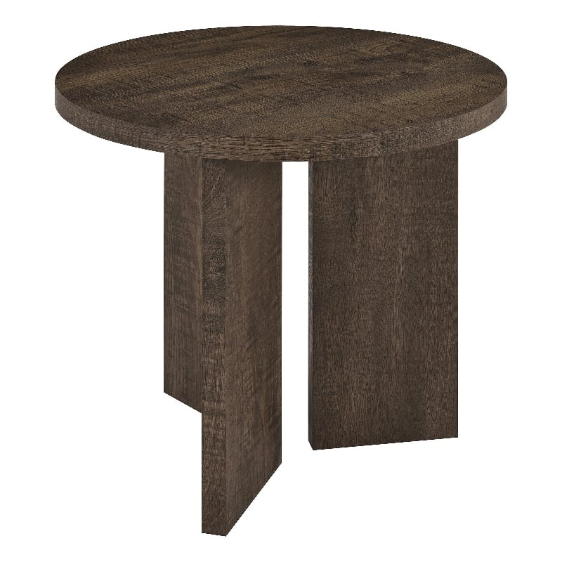 Coaster Aragon Engineered Wood Round Panel Base End Table in Brown