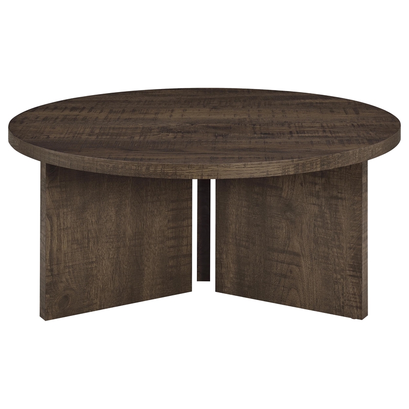 Coaster Aragon Engineered Wood Round Panel Base Coffee Table in Brown