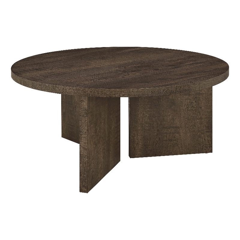 Coaster Aragon Engineered Wood Round Panel Base Coffee Table in Brown