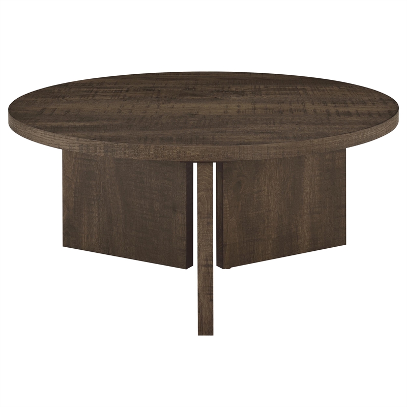 Coaster Aragon 2-Piece Engineered Wood Round Coffee Table Set in Brown