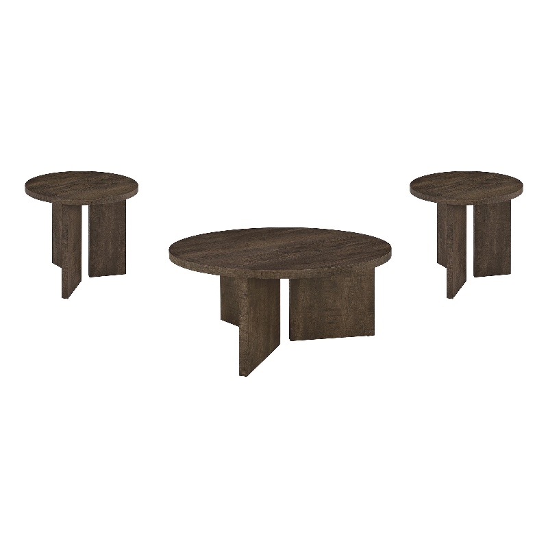Coaster Aragon 3-Piece Engineered Wood Round Coffee Table Set in Brown