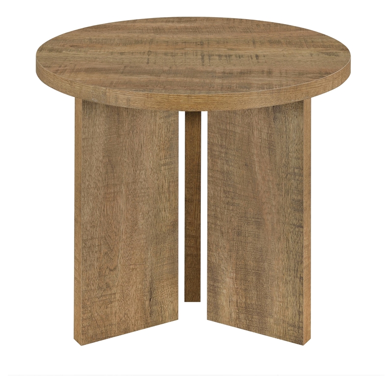 Coaster Aragon Engineered Wood Round Panel Base End Table in Brown