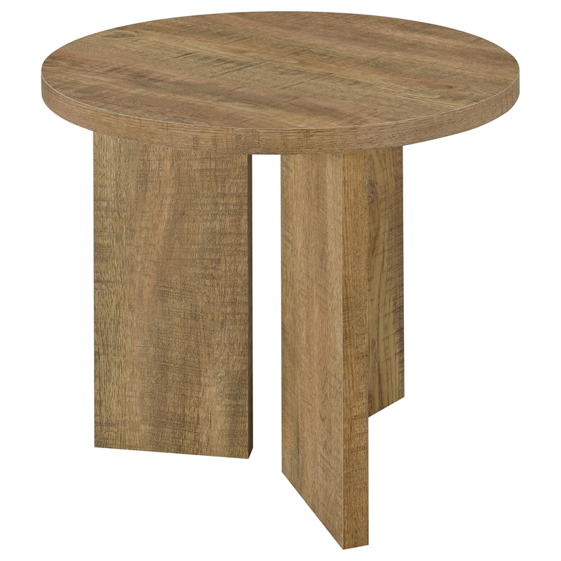 Coaster Aragon Engineered Wood Round Panel Base End Table in Brown