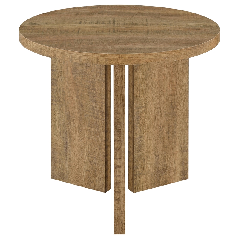 Coaster Aragon Engineered Wood Round Panel Base End Table in Brown