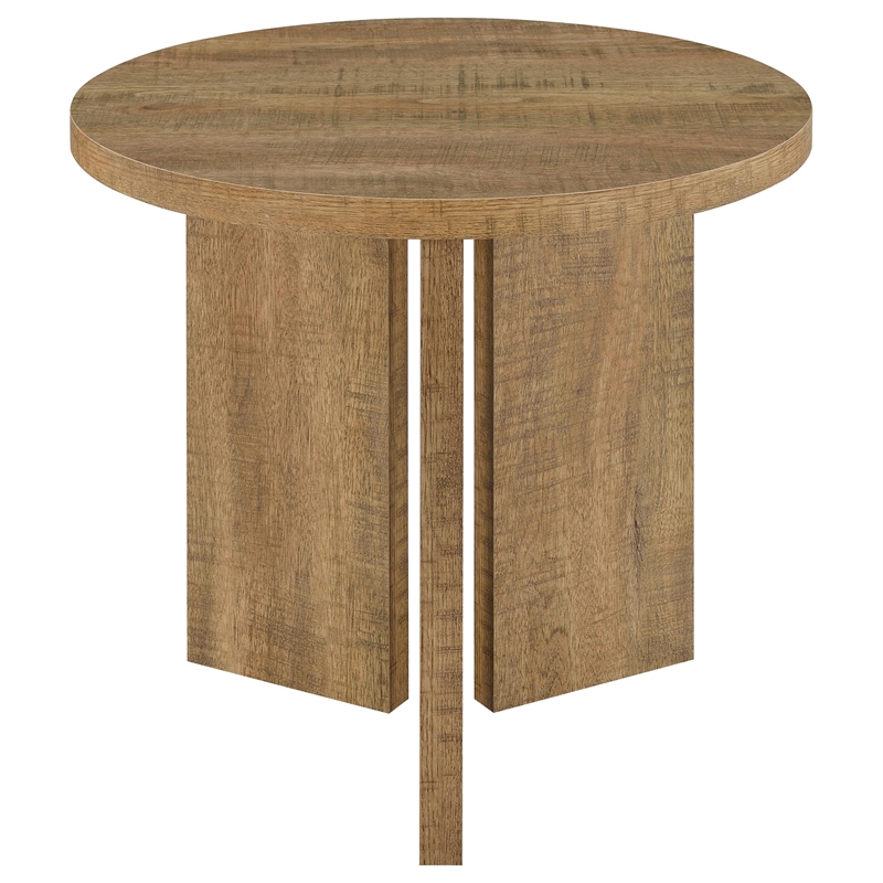 Coaster Aragon Engineered Wood Round Panel Base End Table in Brown