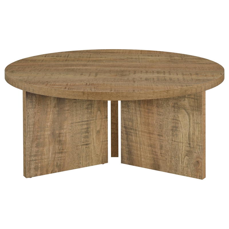 Coaster Aragon Round Panel Base Coffee Table in Mango