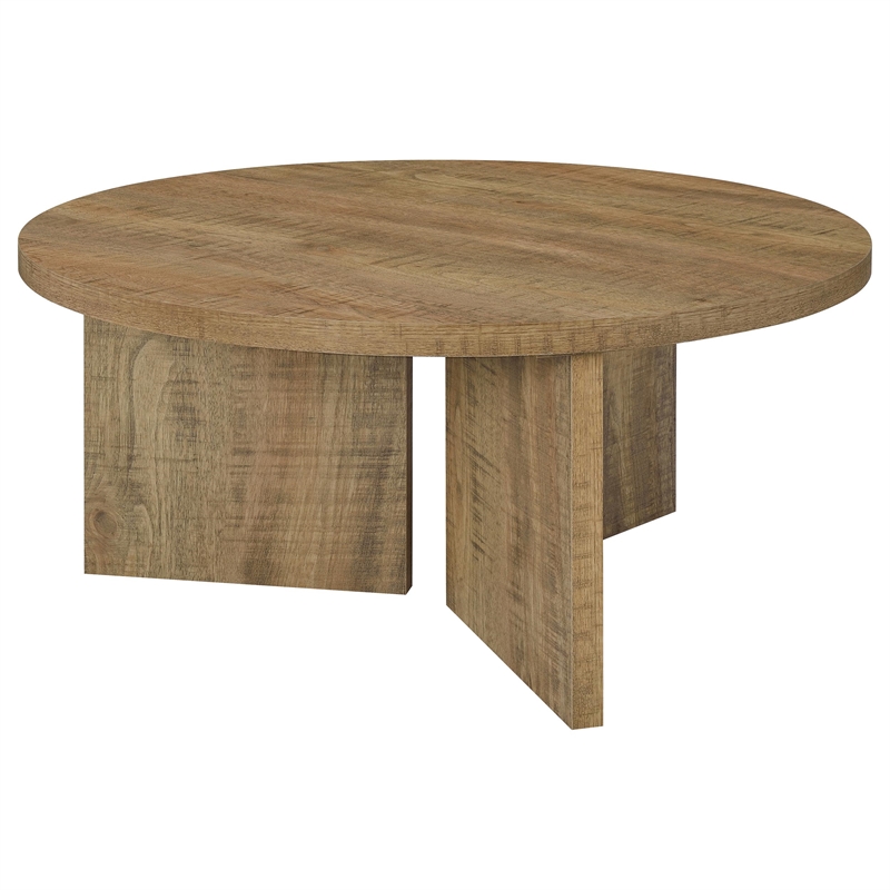 Coaster Aragon Round Panel Base Coffee Table in Mango