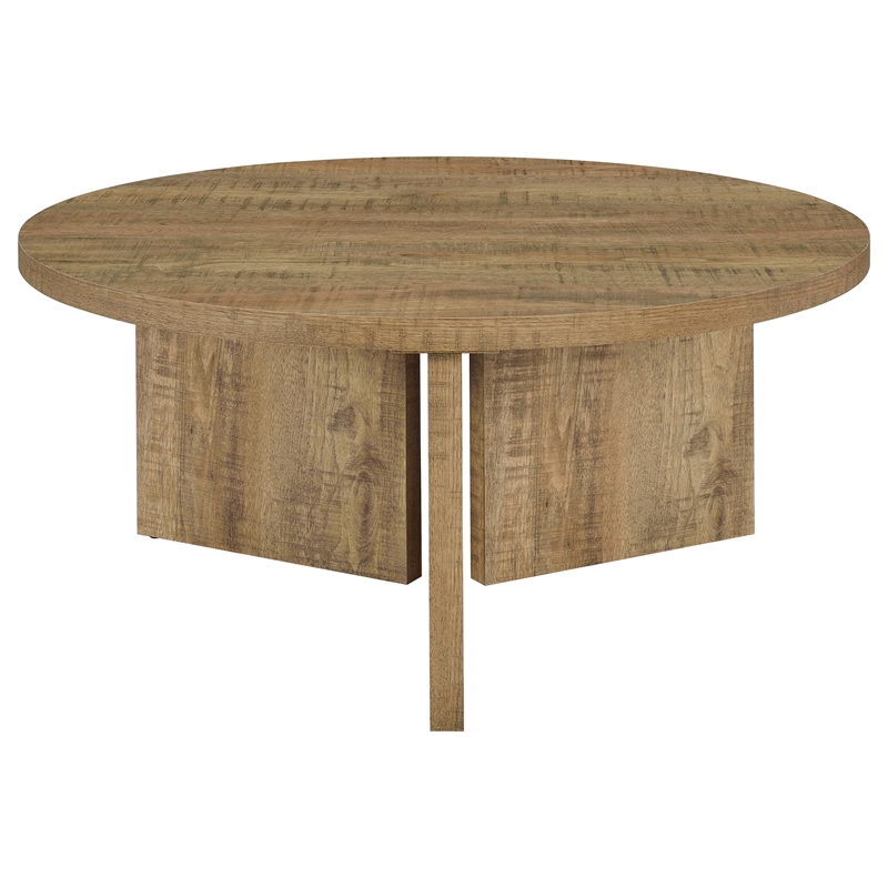 Coaster Aragon Round Panel Base Coffee Table in Mango