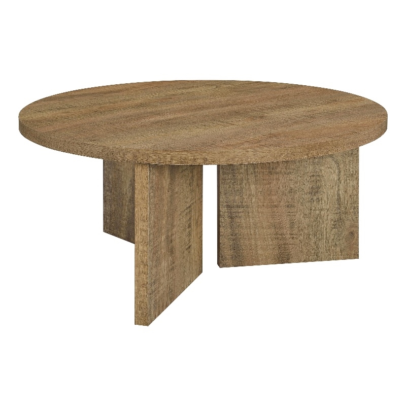 Coaster Aragon Round Panel Base Coffee Table in Mango