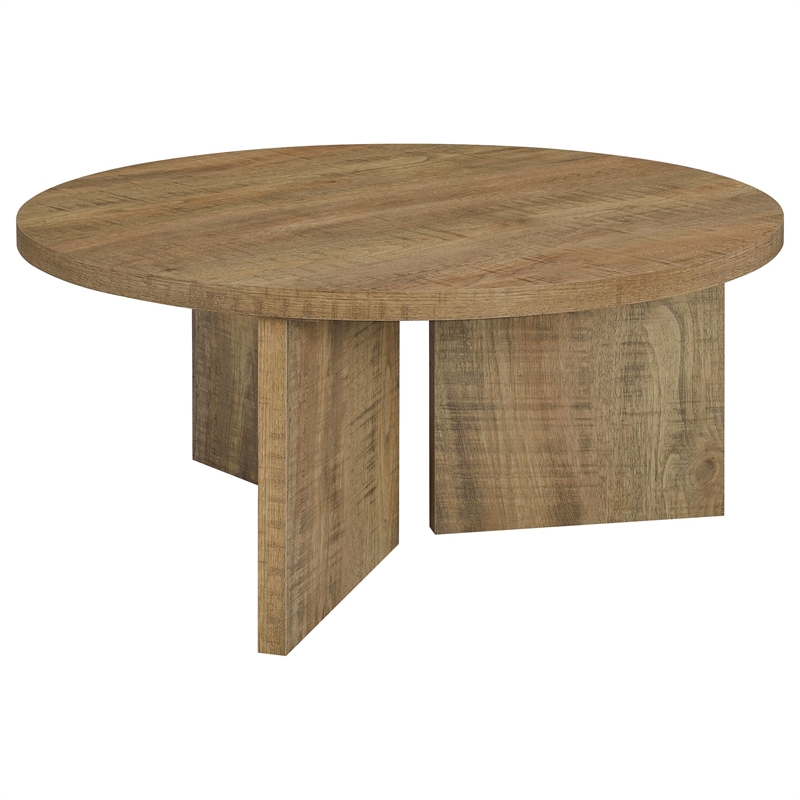 Coaster Aragon Round Panel Base Coffee Table in Mango