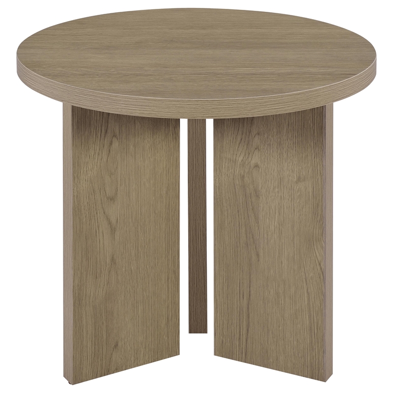 Coaster Aragon Round Panel Base End Table in Latte