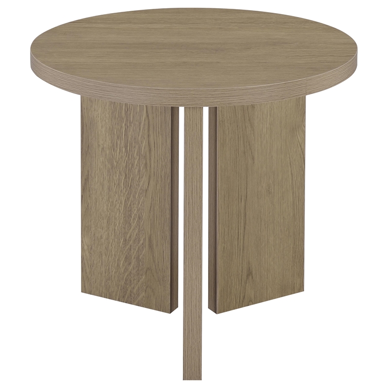 Coaster Aragon Round Panel Base End Table in Latte