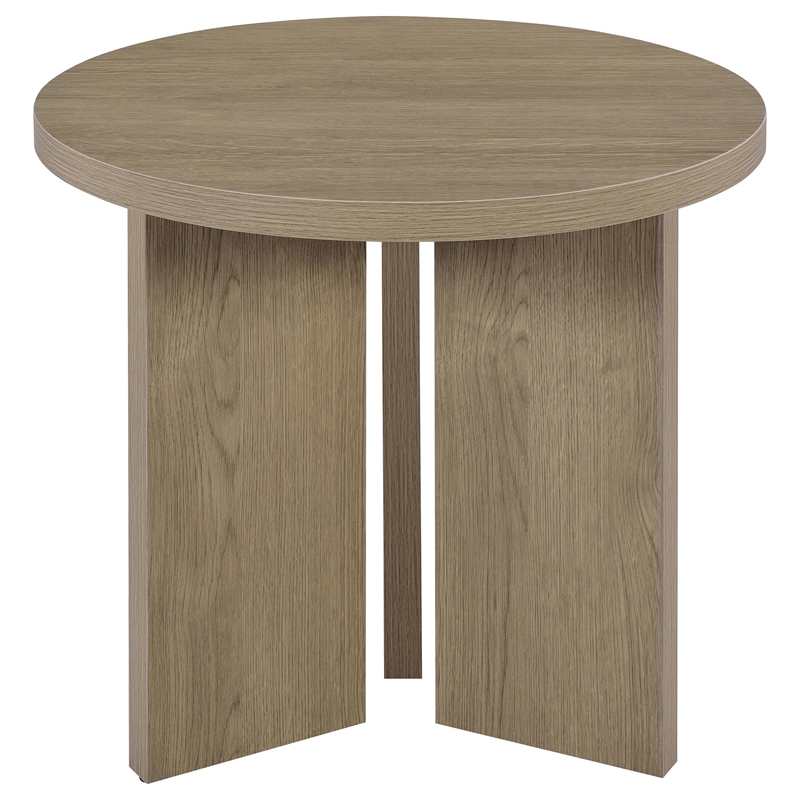 Coaster Aragon Round Panel Base End Table in Latte