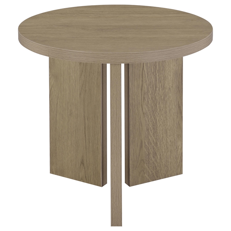 Coaster Aragon Round Panel Base End Table in Latte