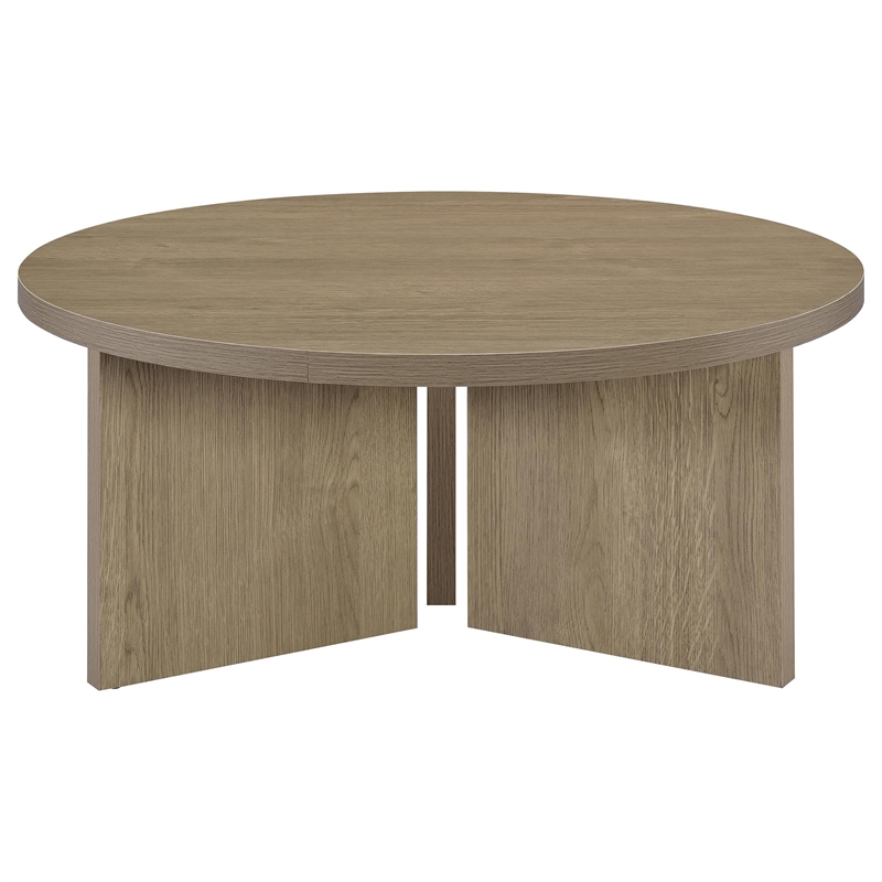 Coaster Aragon Engineered Wood Round Panel Base Coffee Table in Latte