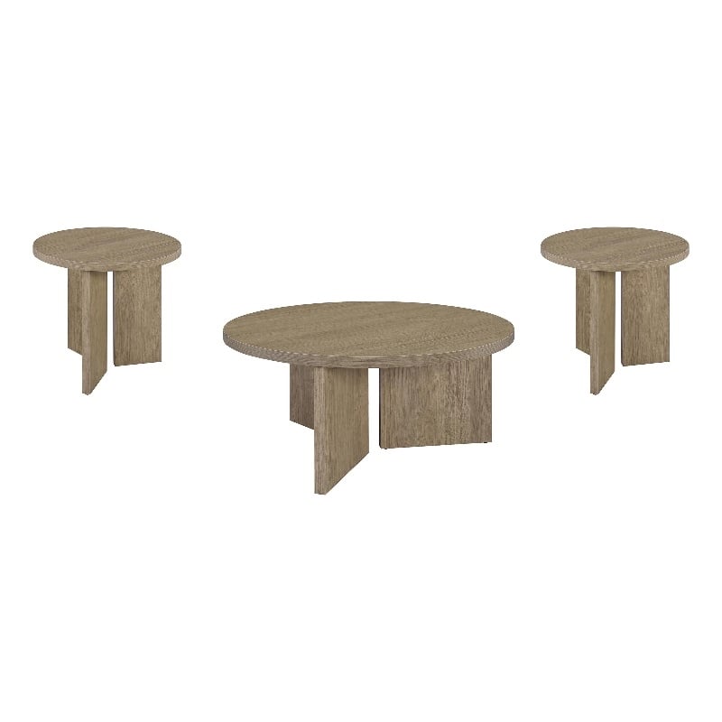 Coaster Aragon 3-Piece Engineered Wood Round Coffee Table Set in Latte