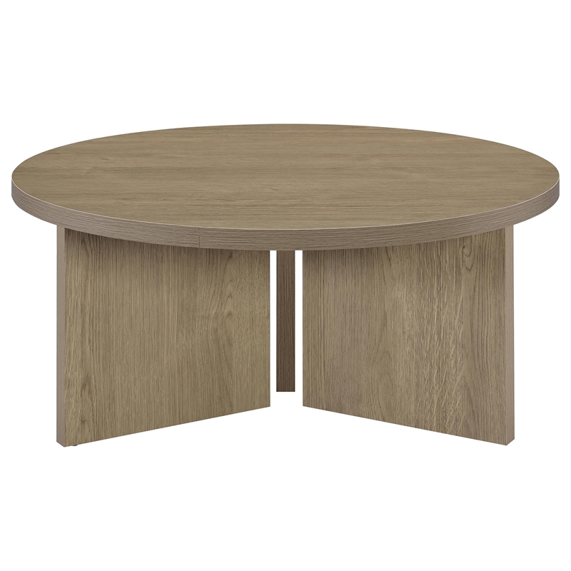 Coaster Aragon 3-Piece Engineered Wood Round Coffee Table Set in Latte