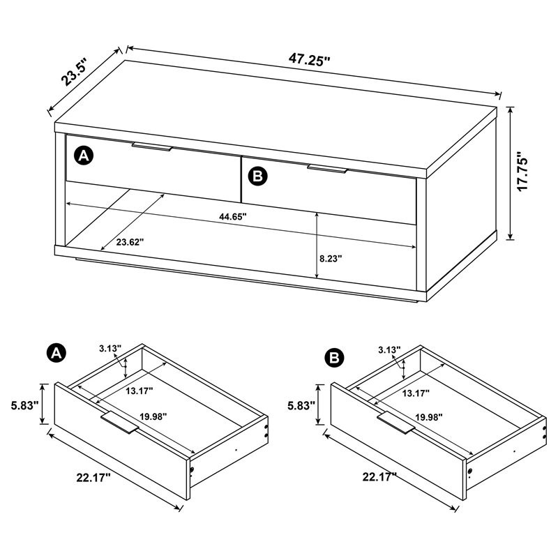 Coaster Ingram 2-Drawer Rectangular Coffee Table with Open Shelf in Latte