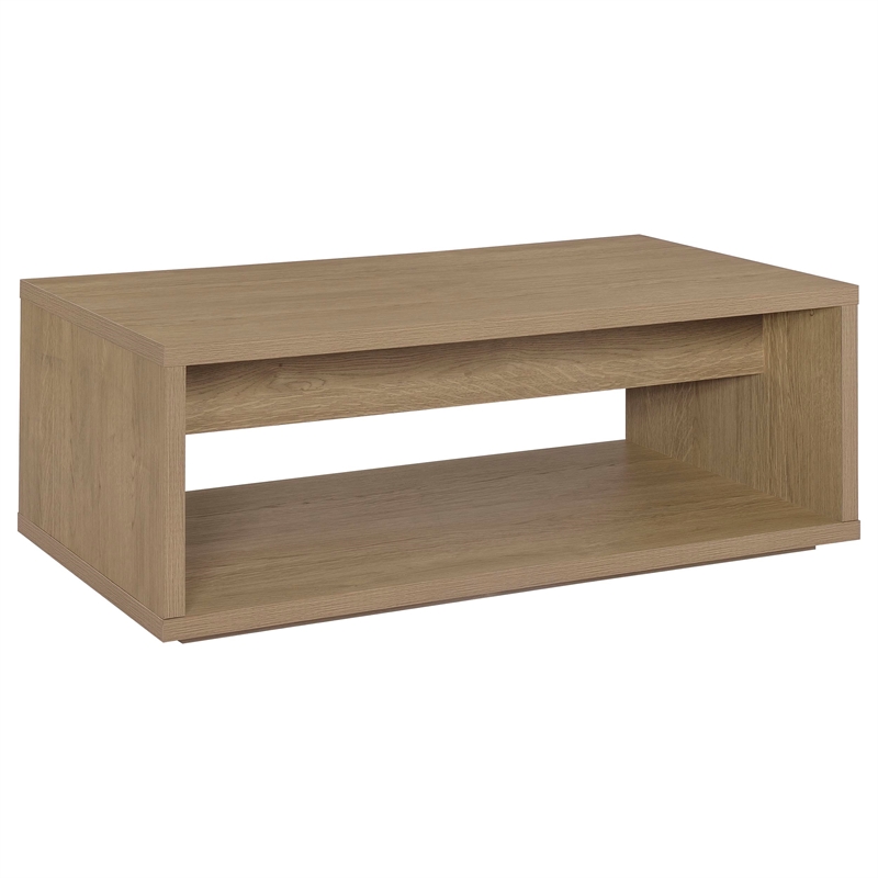 Coaster Ingram 2-Drawer Rectangular Coffee Table with Open Shelf in Latte