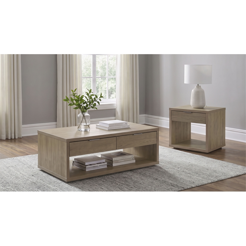 Coaster Ingram 2-Piece Engineered Wood Coffee Table Set in Latte
