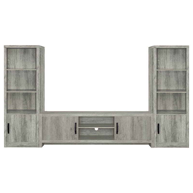 Coaster Burke 3-Piece TV Entertainment Center Fits 75-Inch TVs in Gray Driftwood