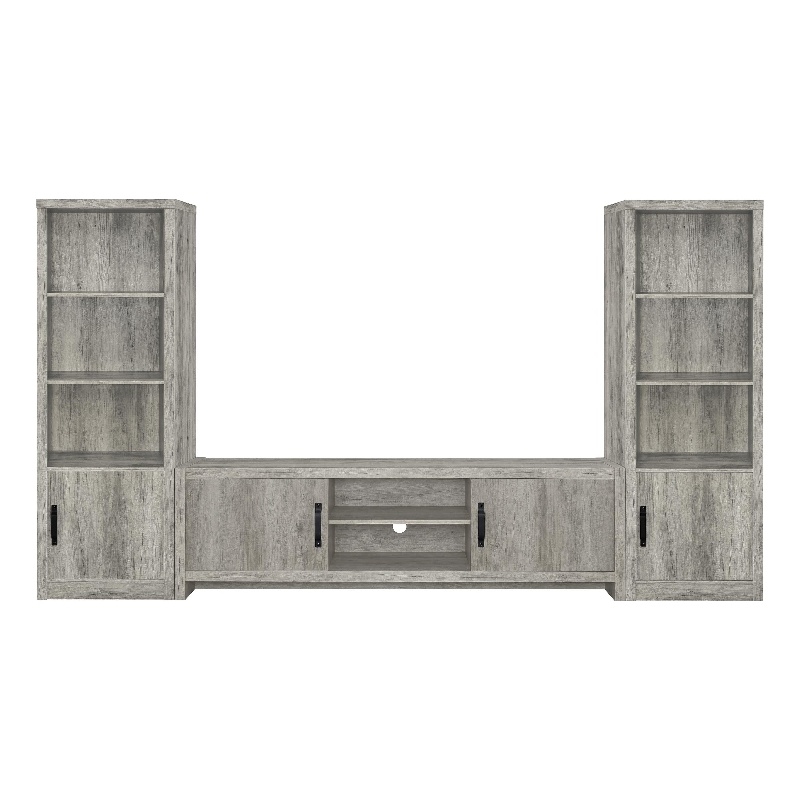 Coaster Burke 3-Piece TV Entertainment Center Fits 75-Inch TVs in Gray Driftwood