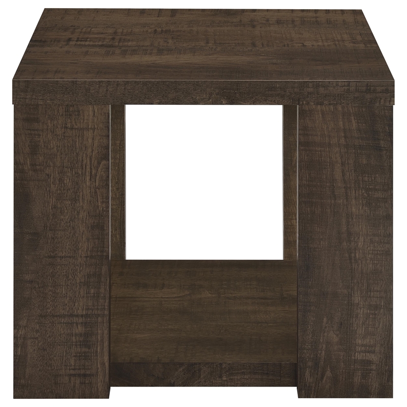 Coaster Pavone Engineered Wood End Table with Open Lower Shelf in Brown