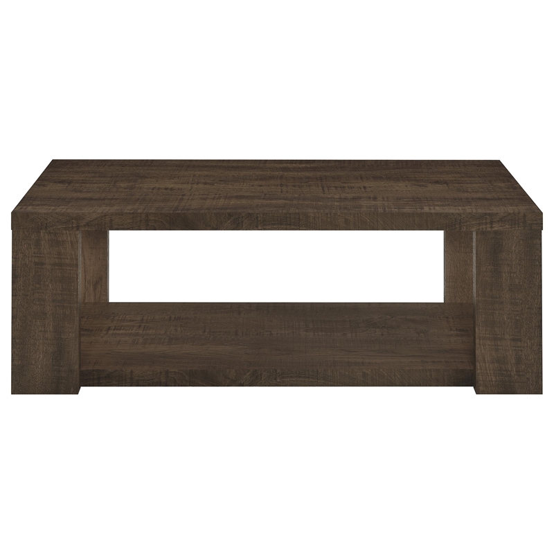 Coaster Pavone Engineered Wood Coffee Table with Open Lower Shelf in Brown