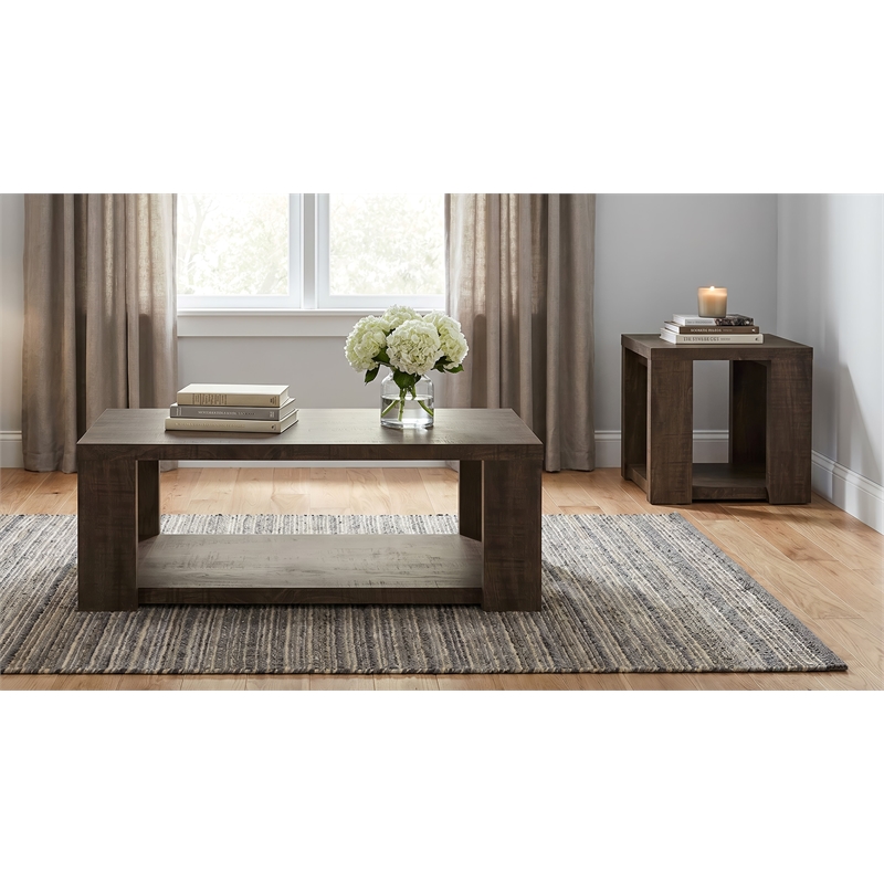 Coaster Pavone 2-Piece Engineered Wood Table Set with Open Shelves in Brown