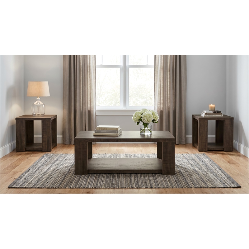 Coaster Pavone 3-Piece Engineered Wood Table Set with Open Shelves in Brown