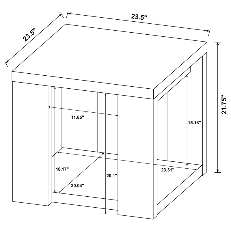 Coaster Pavone Engineered Wood End Table with Open Lower Shelf in Black