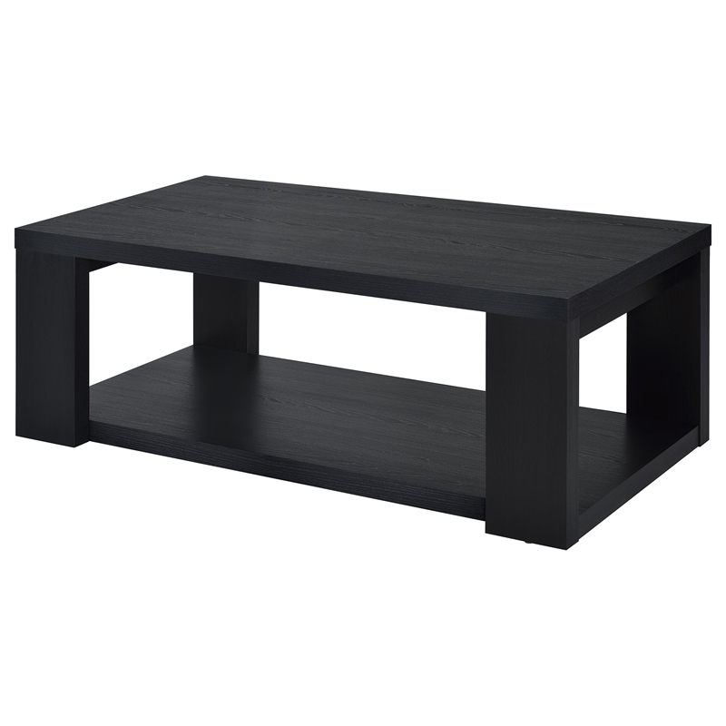 Coaster Pavone Engineered Wood Coffee Table with Open Lower Shelf in Black