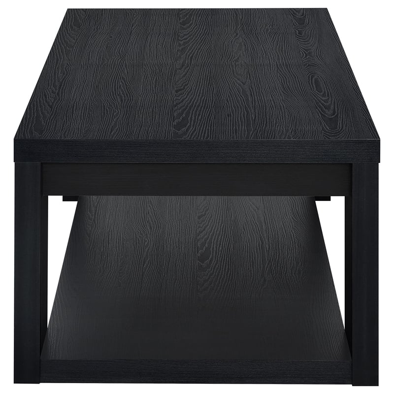 Coaster Pavone Engineered Wood Coffee Table with Open Lower Shelf in Black