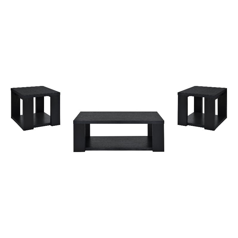 Coaster Pavone 3-Piece Engineered Wood Table Set with Open Shelves in Black