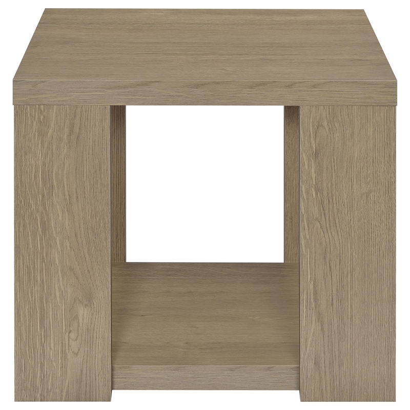 Coaster Pavone Engineered Wood End Table with Open Lower Shelf in Latte