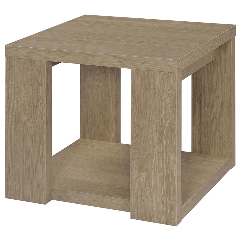Coaster Pavone Engineered Wood End Table with Open Lower Shelf in Latte