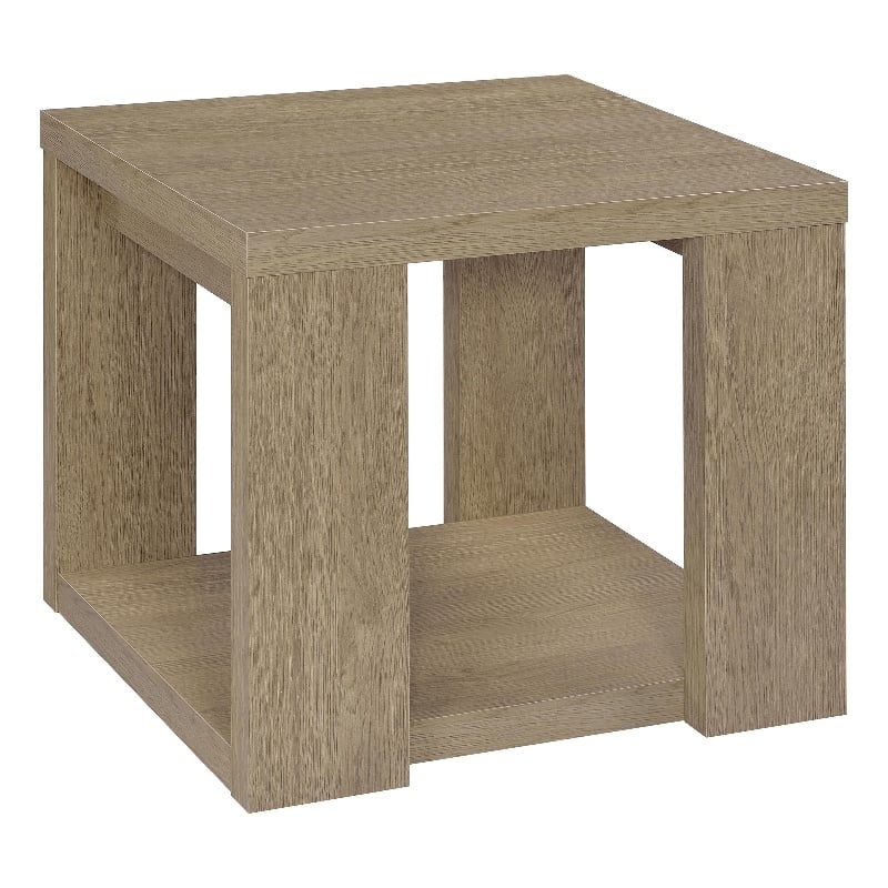 Coaster Pavone Engineered Wood End Table with Open Lower Shelf in Latte