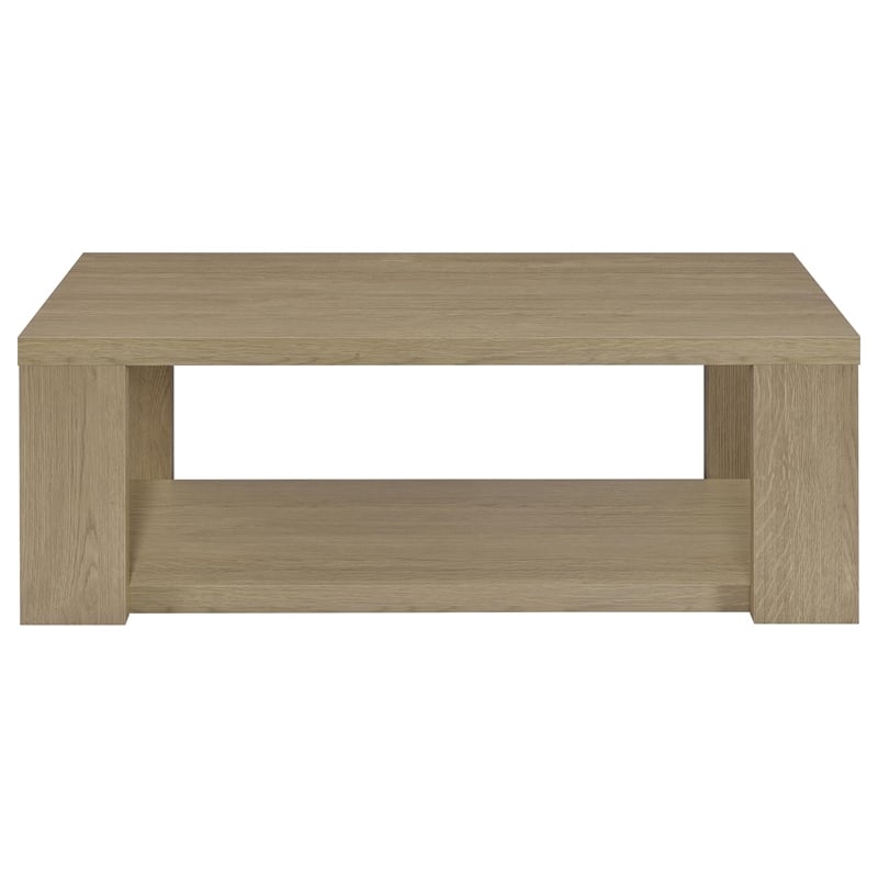 Coaster Pavone Engineered Wood Coffee Table with Open Lower Shelf in Latte