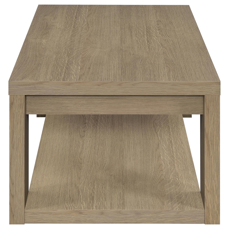 Coaster Pavone Engineered Wood Coffee Table with Open Lower Shelf in Latte
