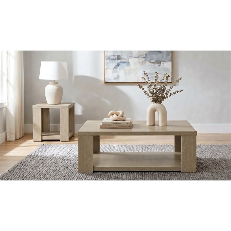 Coaster Pavone 2-Piece Engineered Wood Table Set with Open Shelves in Latte
